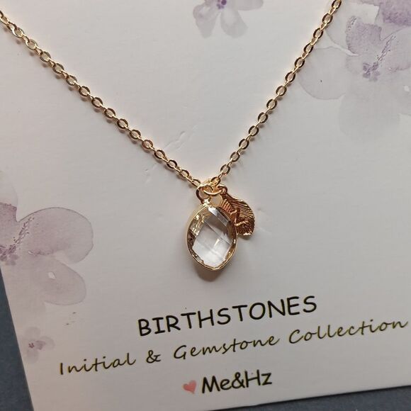 Me&Hz Initial Z & Birthstone Necklace. Comes With Card, Pouch, Gift - Picture 2 of 5